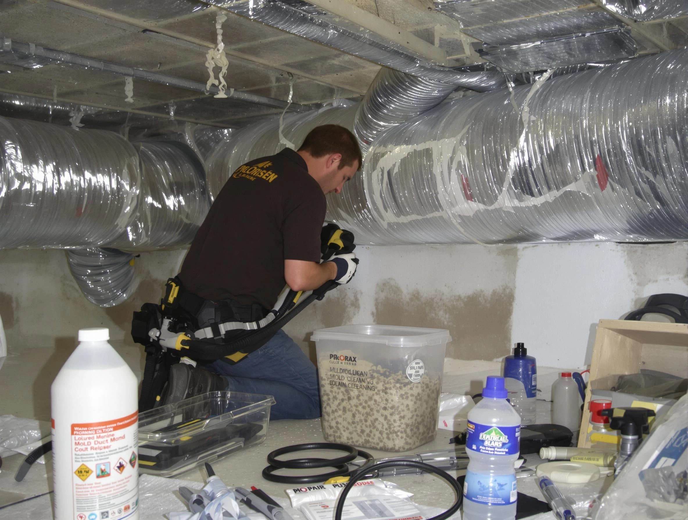 Kaysville Air Duct Cleaning specialist performing professional mold removal from air ducts in Kaysville