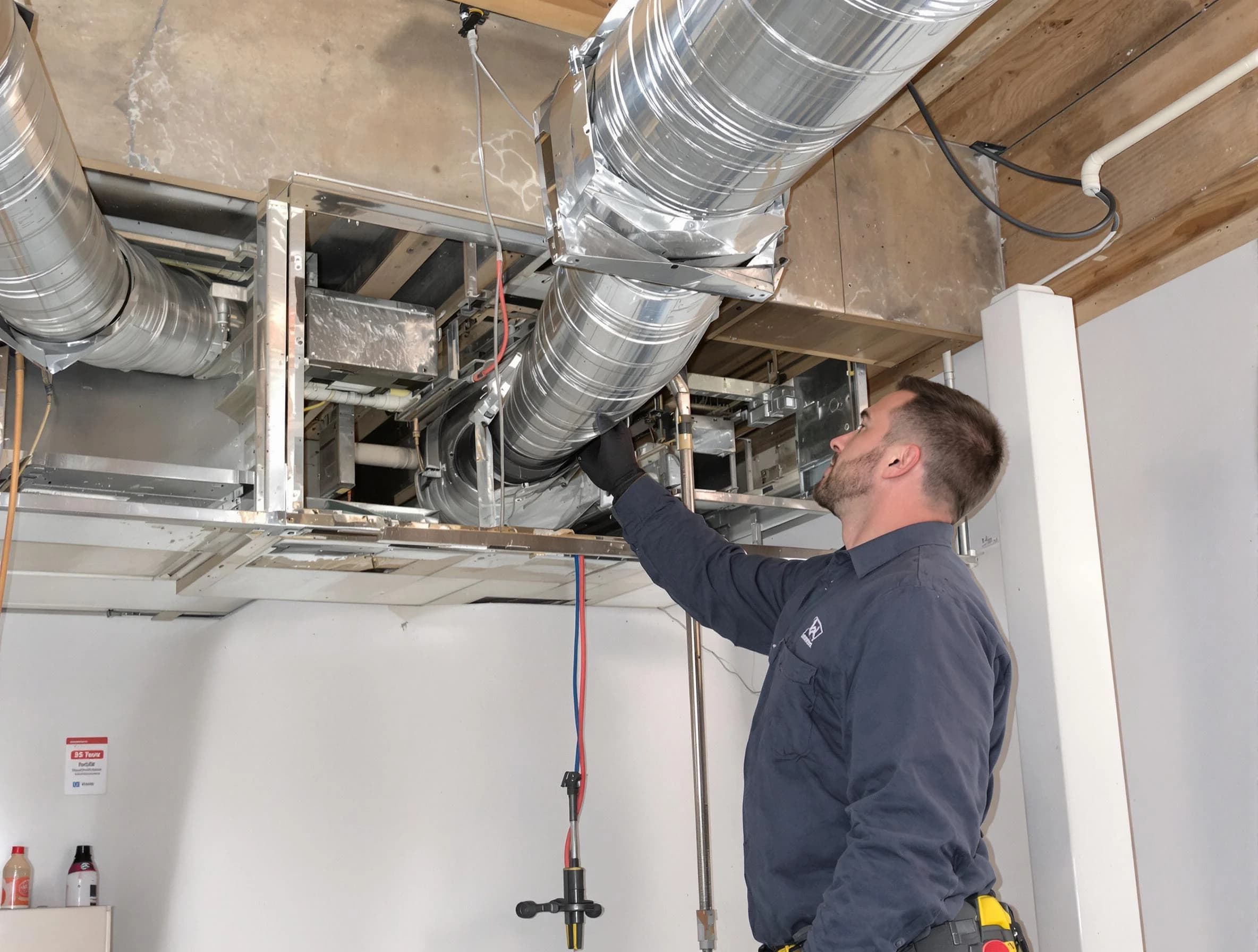 Kaysville Air Duct Cleaning technician performing professional air duct repair using specialized tools in Kaysville
