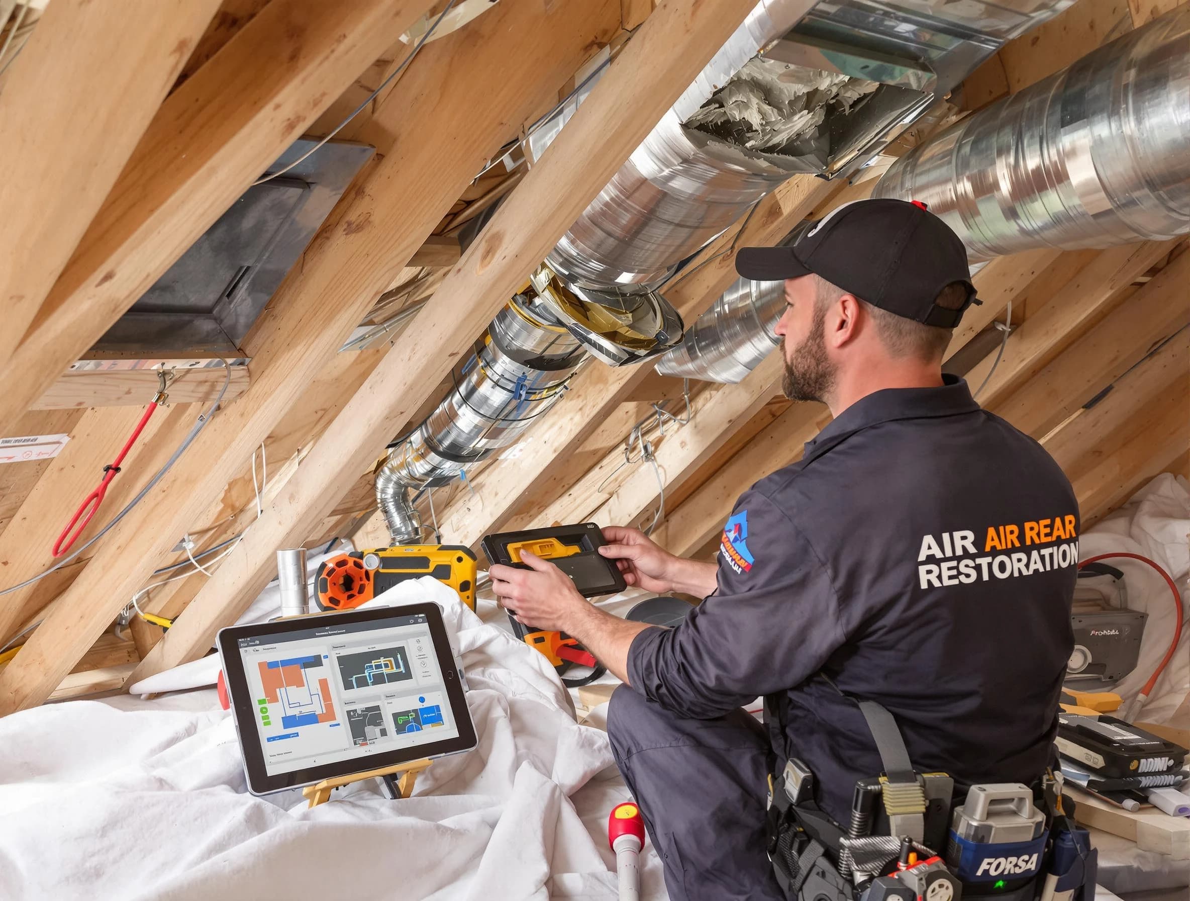 Kaysville Air Duct Cleaning technician performing precise duct repair work in Kaysville