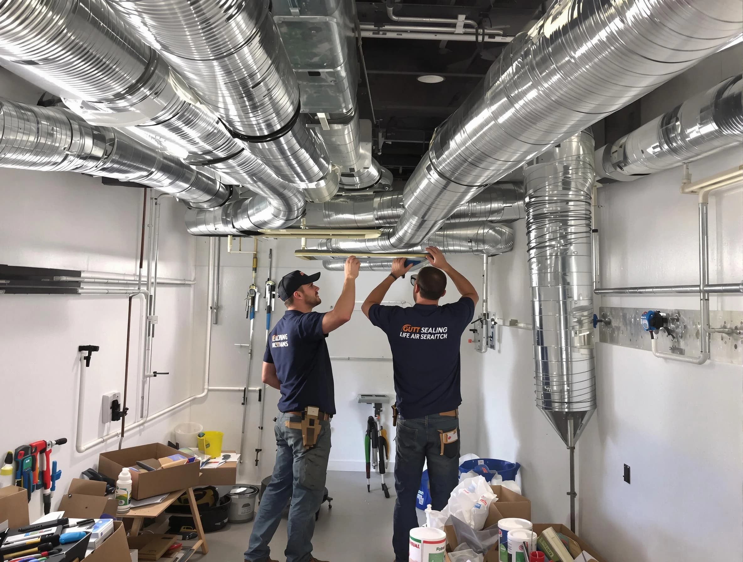 Kaysville Air Duct Cleaning technician applying professional duct sealing solutions in Kaysville