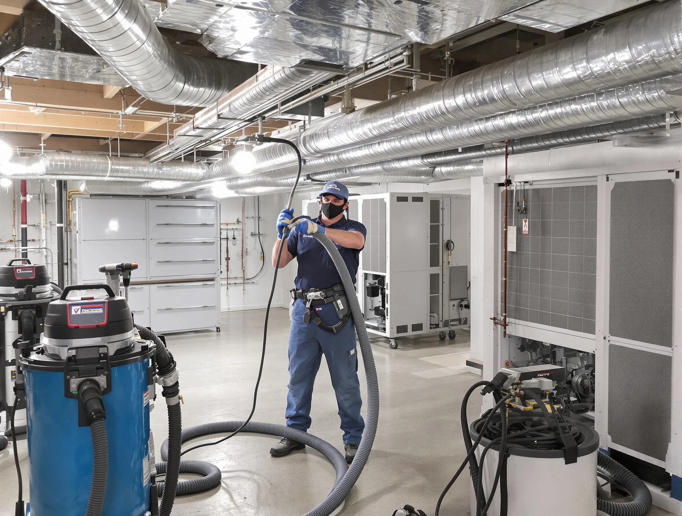 Kaysville Air Duct Cleaning specialist performing thorough central air duct cleaning for improved system efficiency in Kaysville