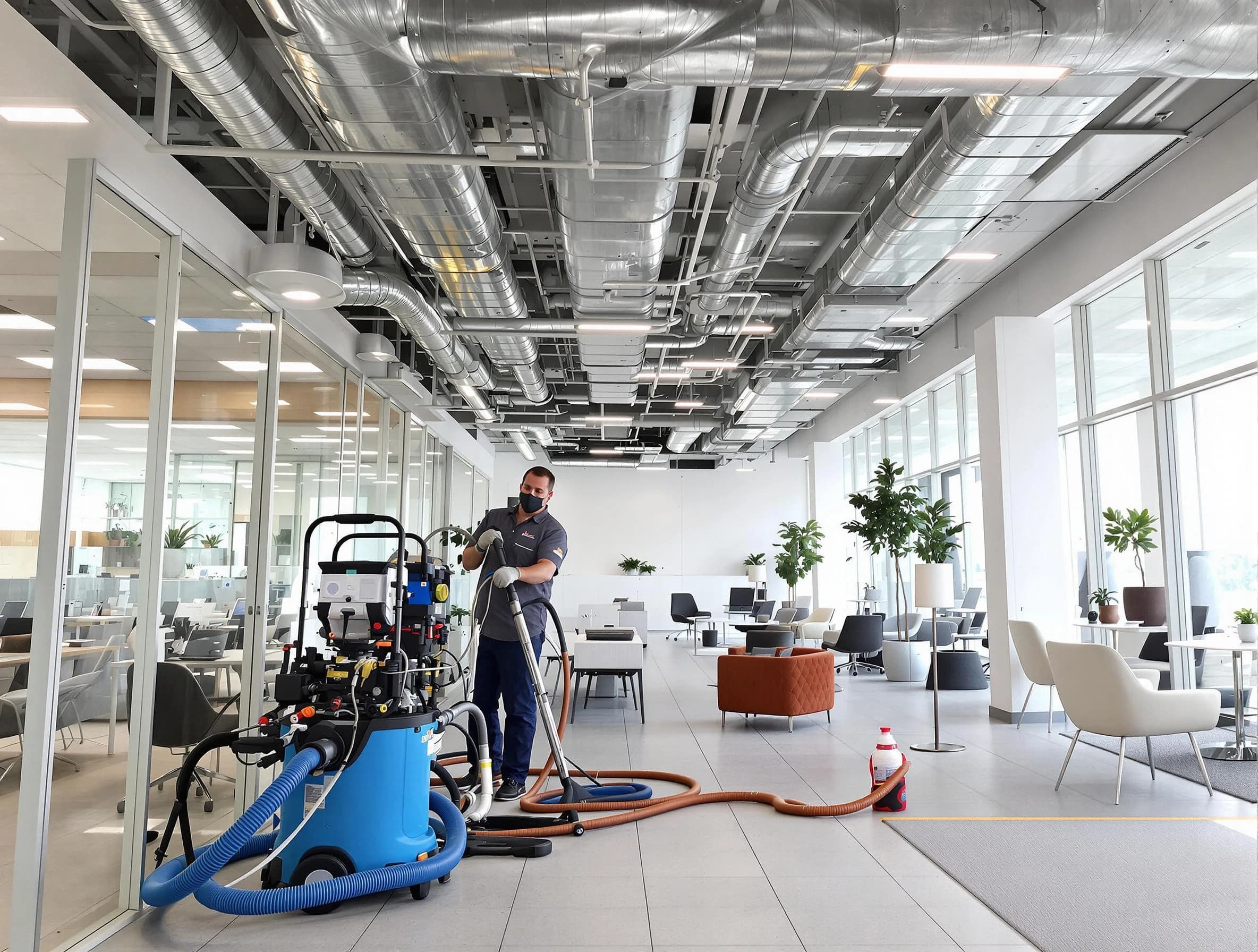 Kaysville Air Duct Cleaning team conducting comprehensive commercial duct cleaning at a business location in Kaysville