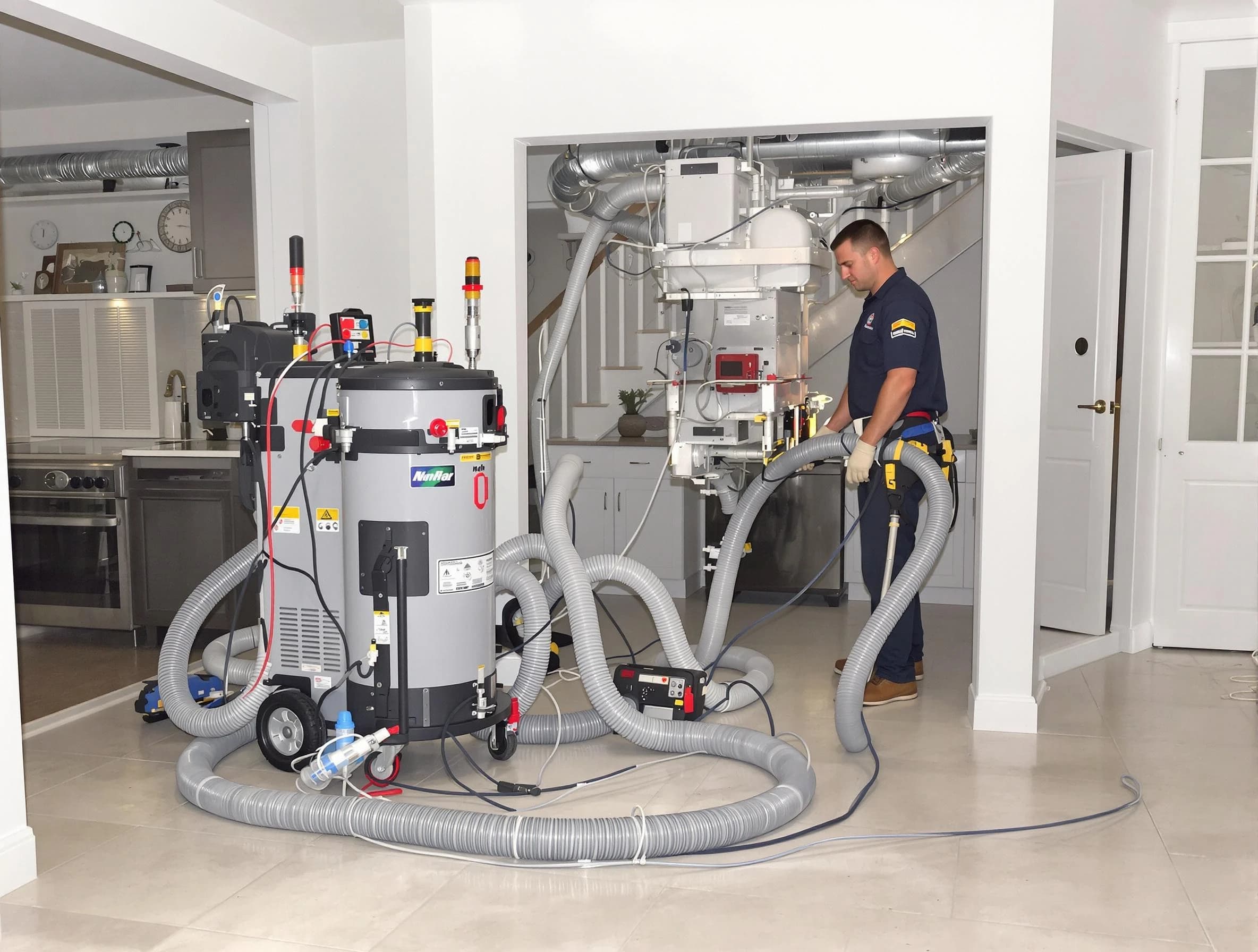 Kaysville Air Duct Cleaning technician operating negative pressure cleaning equipment for thorough duct maintenance in Kaysville