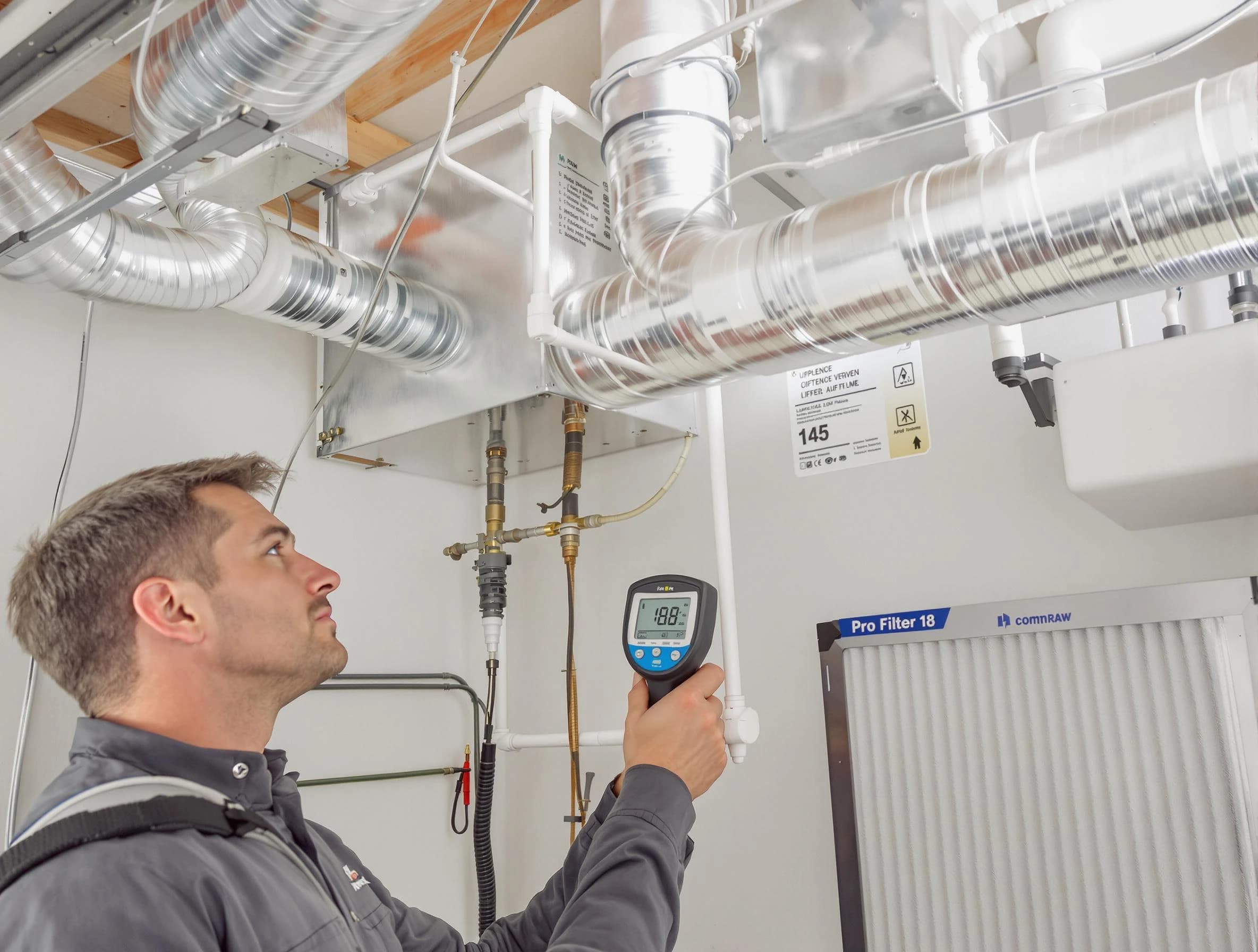 Kaysville Air Duct Cleaning expert conducting detailed filter system inspection using diagnostic tools in Kaysville