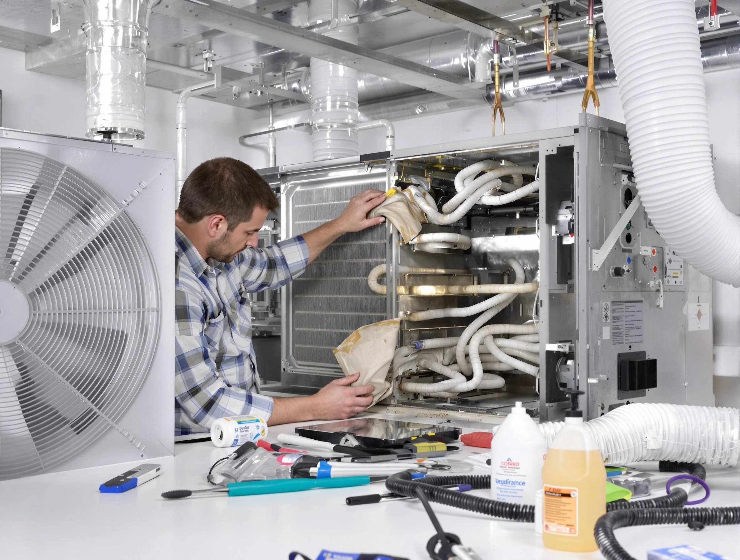 Kaysville Air Duct Cleaning specialist performing precision AC coil cleaning in Kaysville